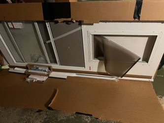 Larson white screen door with XL pet door
