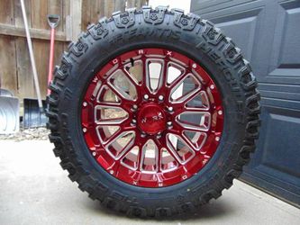 4 New 20X10 Worx Candy Red/Milled Rims 295 60 20 TIS M/T Tires 8X170 -19MM Offset