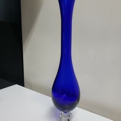 1960s Mid-Century Modern Empoli Cobalt Blue Glass Bud Vase