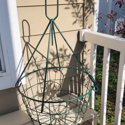 Set Of 2 Green Metal Hanging Planter 30.5" Tall 18" Wide Baskets Home Business Use