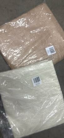 Brand new in package crushed taffeta tablecloths Ivory & Champagne