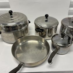Farberware Aluminum Clad Vtg Pots Pans Lids Dutch Oven 9 Pcs Set