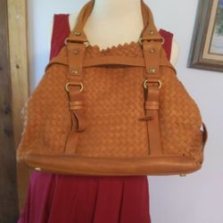 Francesco Biasia Leather Woven Satchel Handbag