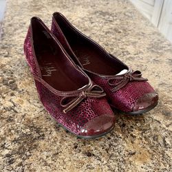 Sam & Libby Zees Ballet Flat Suede Purple Bow Top Size 6.5M