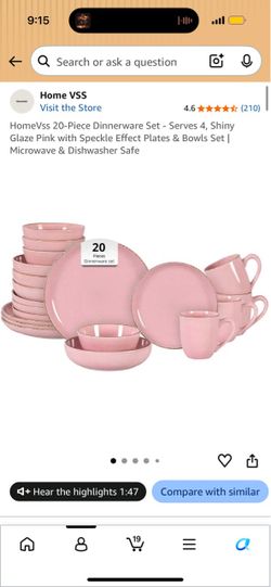 20 piece pink dinning set