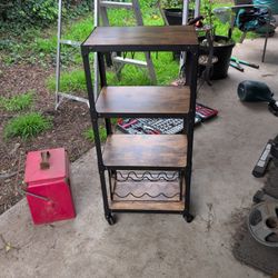 Wine Cart, Rolling With Stemware Rack And Wine Rack