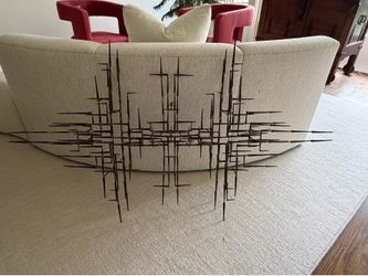 Brutalist Welded Metal Nail Wall Sculpture – Mid-Century Modern possibly William Bowie