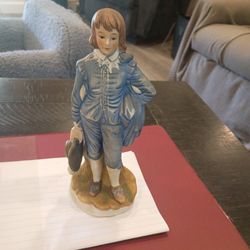Vintage blue boy ceramic statue- figurine