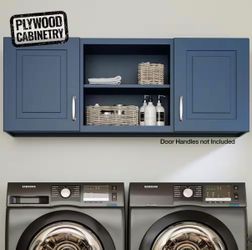 MILL'S PRIDE Greenwich Valencia Blue 23 in. H x 60 in. W x 12 in. D Plywood Laundry Room Wall Cabinet with 3 Shelves