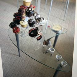 Vintage Inspired Modern Glass Kidney Kidney Shaped Side Table $490