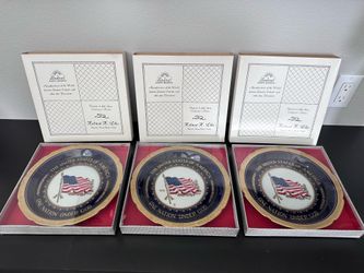 Lindner Kueps Bavaria, Echt Cobalt, 24K Gold, 1973 US Flag limited‑edition plates