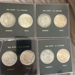 Silver Morgan and Silver peace dollars sets