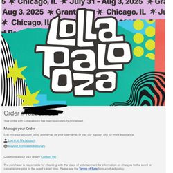 1 Lollapalooza Wristband -4 day GA