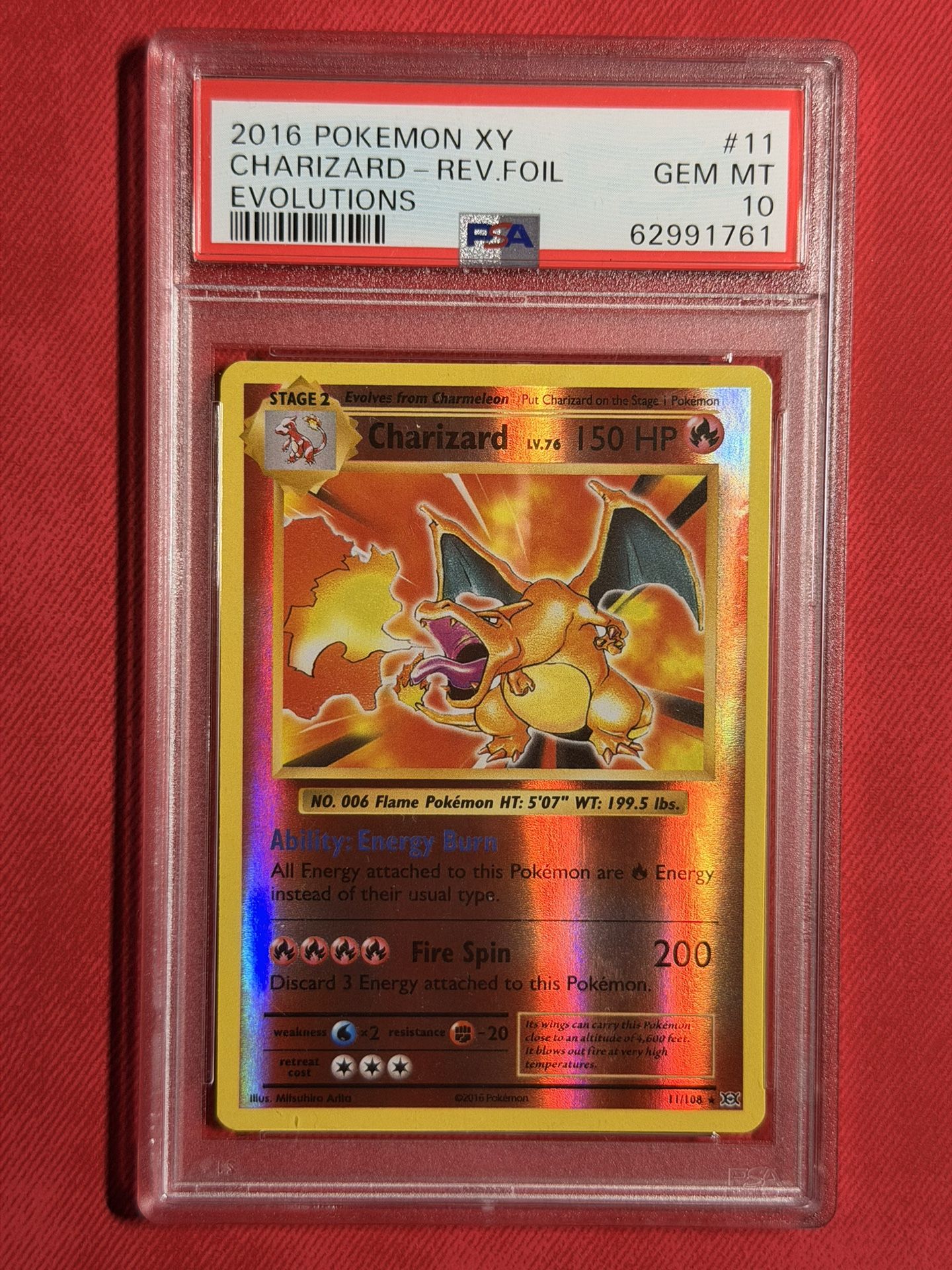 2016 POKEMON XY EVOLUTIONS #11 CHARIZARD-REVERSE Holo PSA 10