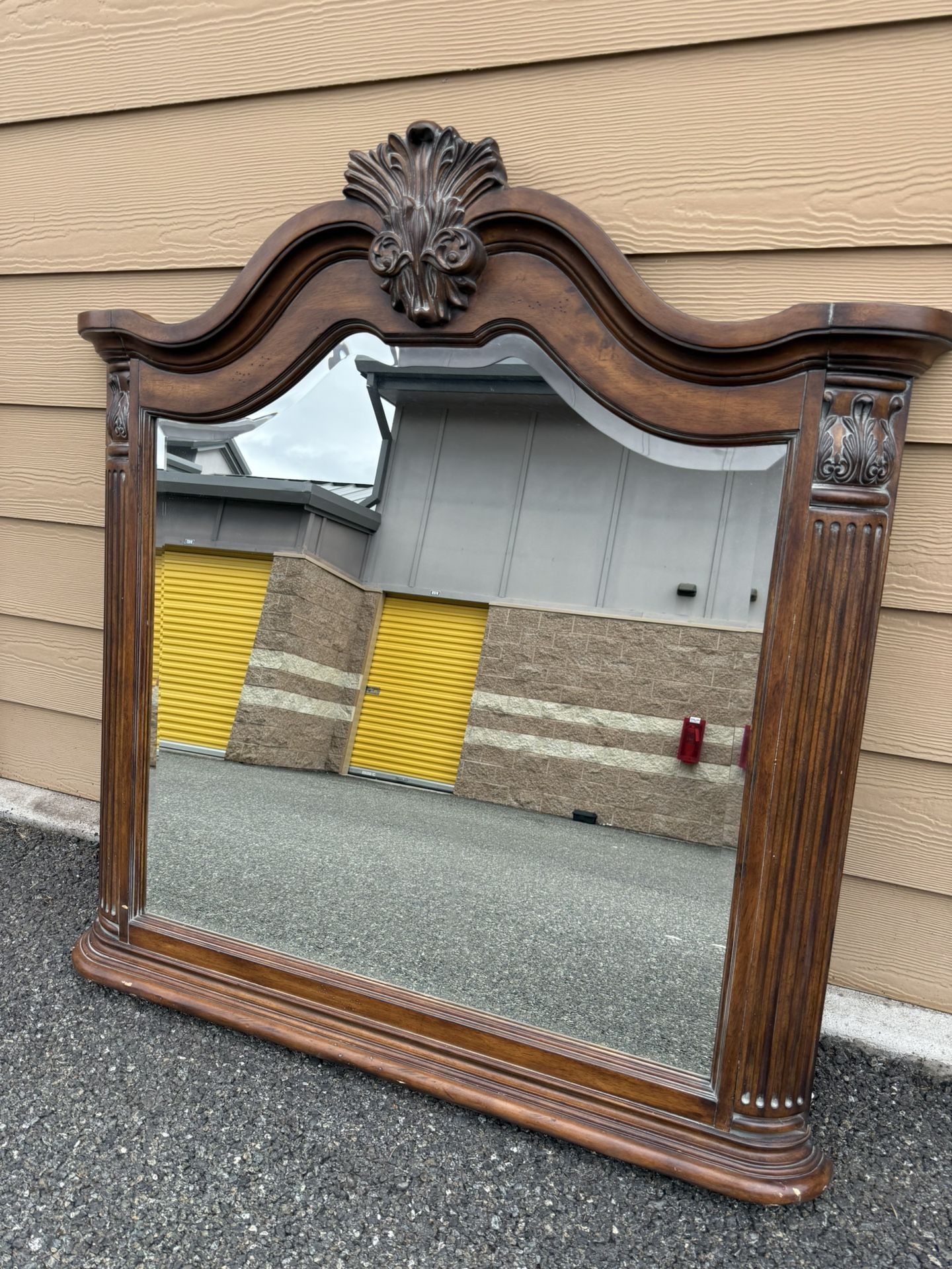 Large wall beveled glass wall mirror perfect antique style. Vintage Mirror