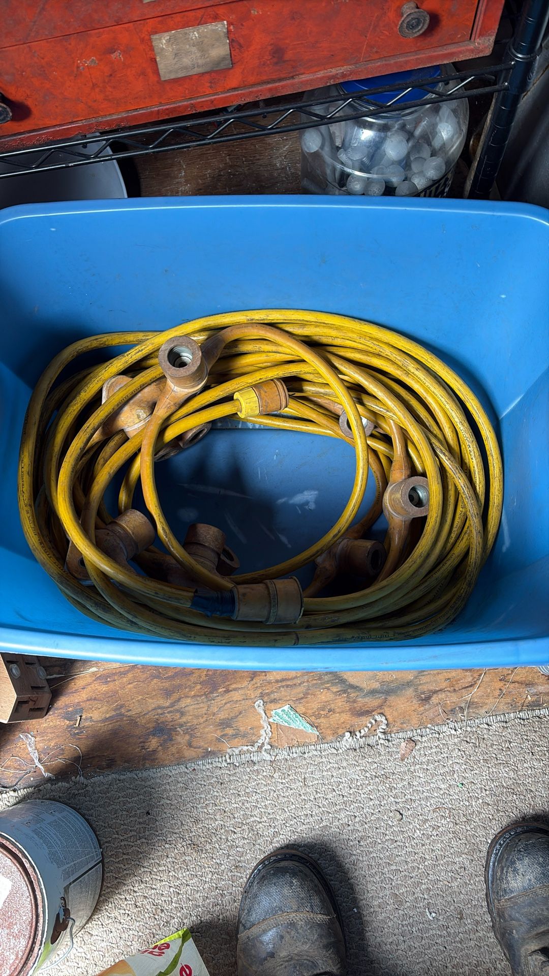 Hundred foot of 12 two wire with light sockets on it