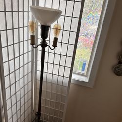 Vintage Antique marble base, touch Floor Torchiere 4 Way Light lamp Brass & Milk glass 