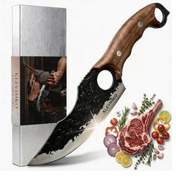 6-Inch Forged High Carbon Steel Kitchen Knife – Sharp Chef Knife for Meat, Vegetables & Deboning