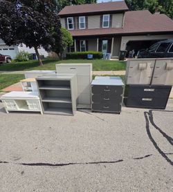 Metal cabinets and shelves