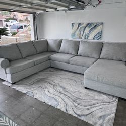 Large Gray living spaces 3 Pc Sectional Couch With Chaise (Delivery Available)