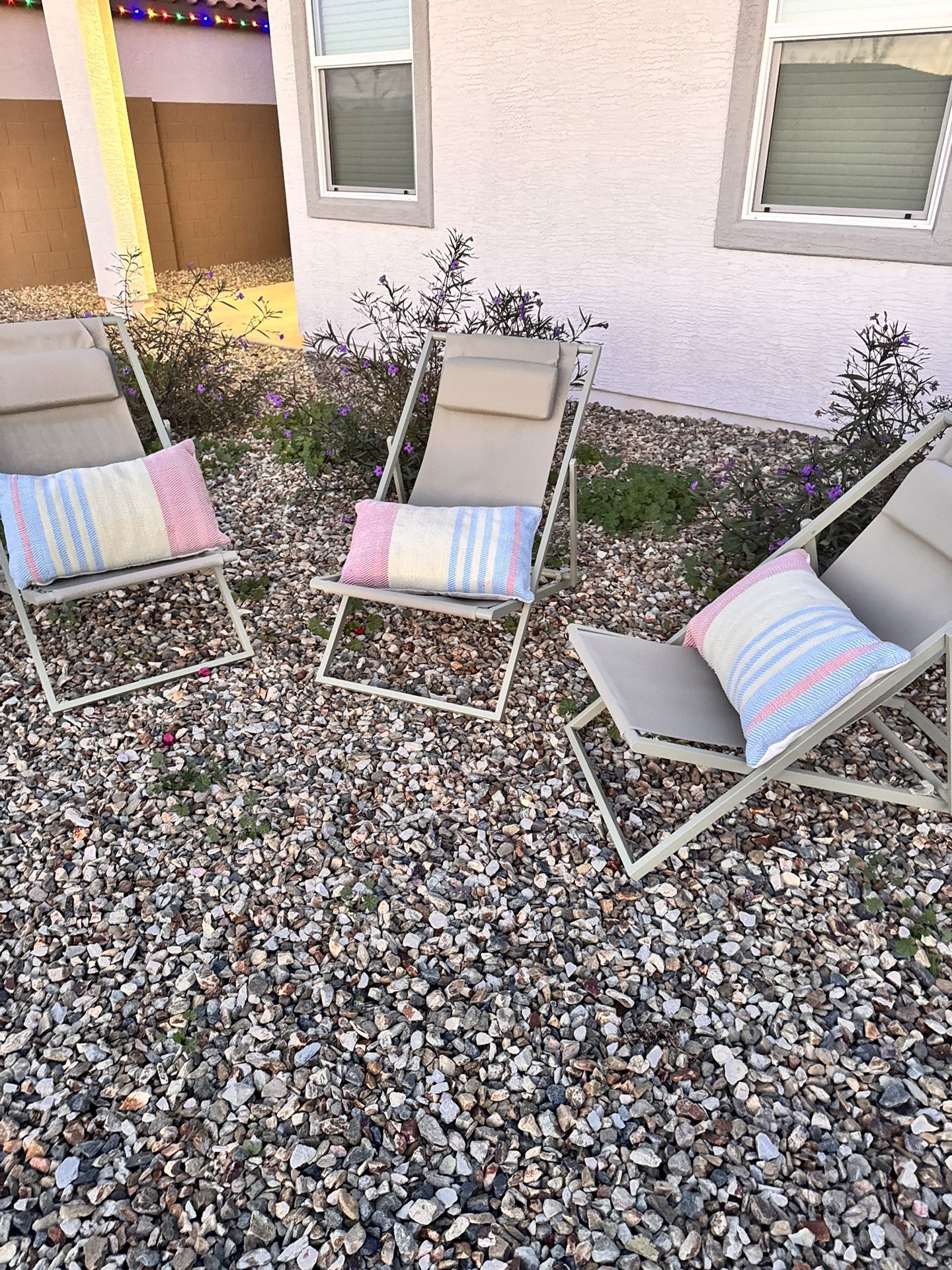 3 Outdoor Chairs With Pillows