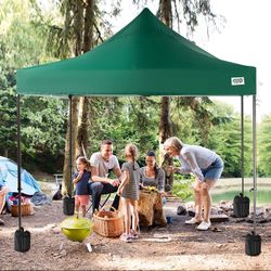Pop Up Canopy Tent Commercial Instant Shelter with Wheeled Bag, for Flea Market Tent, Backyard, Garden, 10 x 10 Ft(Dark Green)