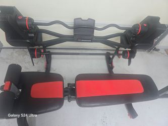 Bowflex SelectTech 2080 Barbell w/ Curl Bar Complete Set and bench
