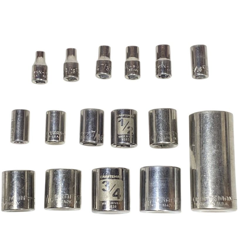 Craftsman 16 Pc Socket Set 1/4" 1/2" Drive 5/32-7/8” SAE 6-12 Pt Shallow