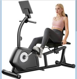 Recumbent Exercise Bike, Magnetic Staionary Bikes for Home with 16-level Resistance & Adjustable Seat, Staionary Bike for Seniors Adults, 350 LBS & LC