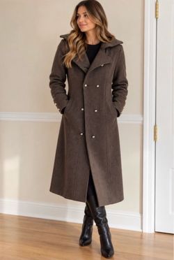 Women's Long Double-Breasted Wool Coat