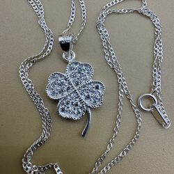 Plata 925 Cadenita Delgada Con Trébol 