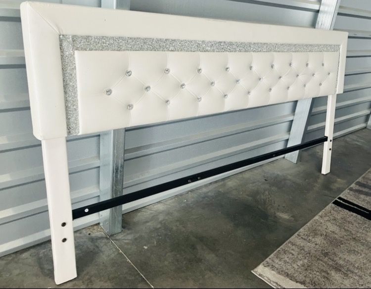 Tufted White Leatherette King Size Headboard Only!