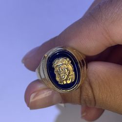 14K Yellow Gold Jesus Ring