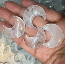 🔮 Brand New Healing Palm /Pocket Crystals- Clear Quartz Moon