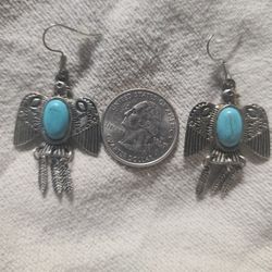 Thunderbird Dangling Earrings Turquoise 