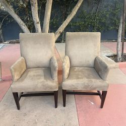 Two Suede Armchairs 