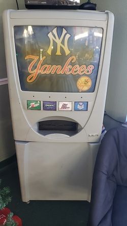 Skybox NY Yankees soda dispenser machine. Good condition. Lights up but needs some work to dispense correctly. Just stopped cooling.