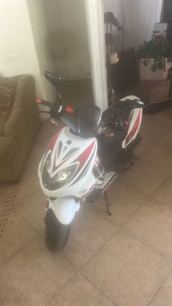 White and Red Gas Moped Scooter