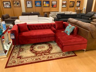 sectional sofa red velvet fabric NEw $39 down