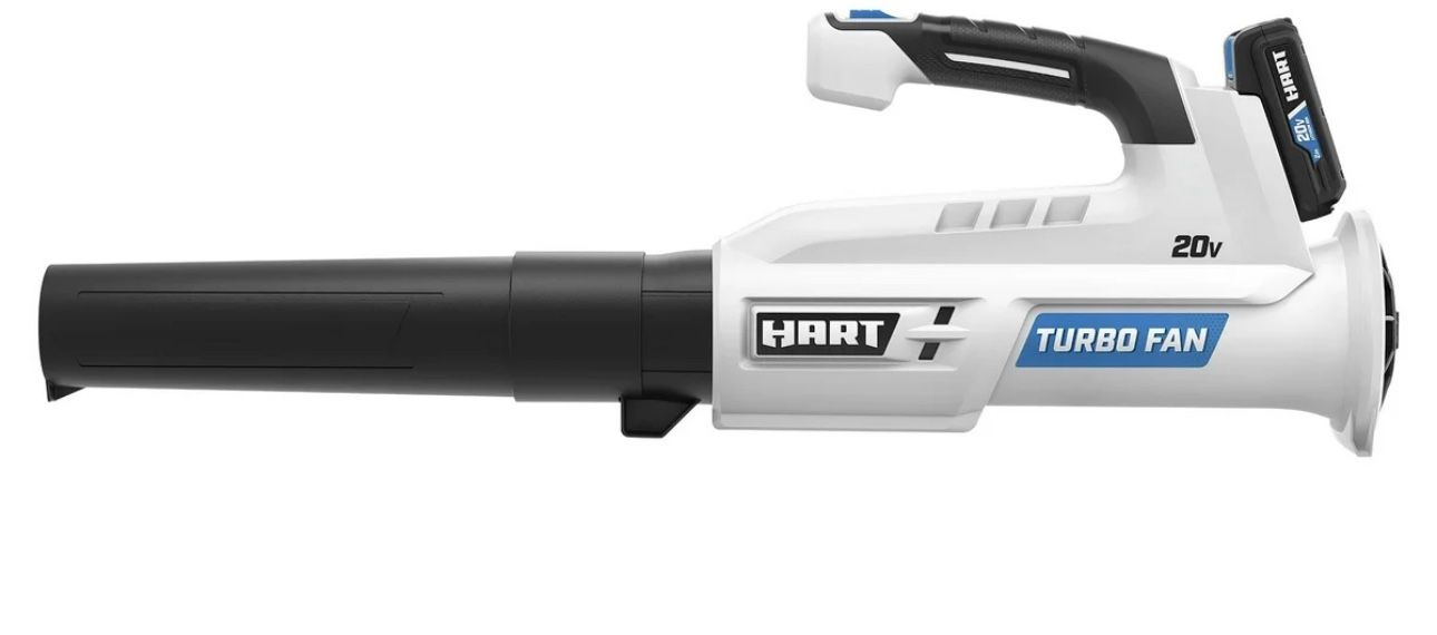 Hart turbo fan 20 V leaf blower with a charger and three batteries