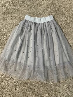 Grey skirt with silver beads