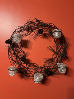 Wall Candle Holder Chandelier Mural 19” x 19” New In Box 6 New Candles Included 