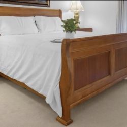 Queen Solid Wood Sleigh Bed Frame + Box Spring Included