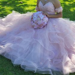 Mori Lee Strapless Quinceañera/Sweet 16 Dress with Arm Cuffs (light Pink)