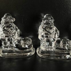 Williams-Sonoma Christmas Santa Claus Glass Candle Holders Set Of 4