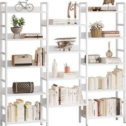 IRONCK Bookcases and Bookshelves Triple Wide 5 Tiers Industrial Bookshelf with Baffles Large Etagere Bookshelf(new in box)