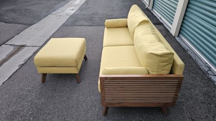 FREE DELIVERY!!! Custom Made "Mid-Century Modern" Sofa + Ottoman (Mustard Yellow) 