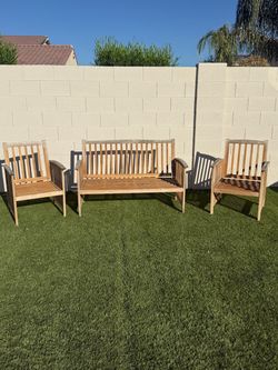 3-Piece Outdoor Wood Patio Seating Set