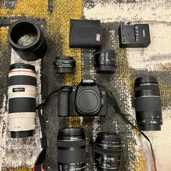 Canon 70d + 6 Lens + Accessories + Camera Bag
