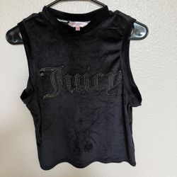Juicy Couture Black Rhinestone Logo Tank Top Size L Y2K